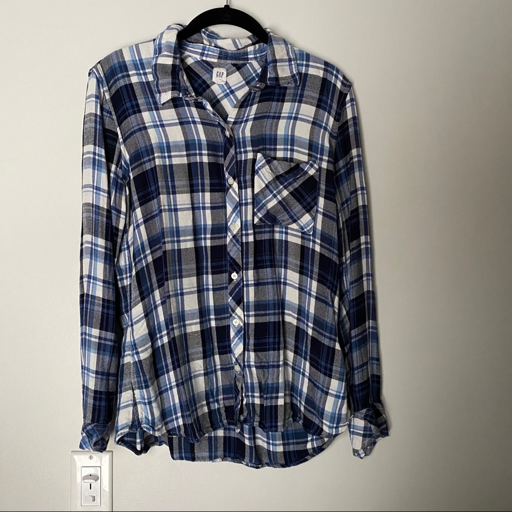 Blue White Black Flannel - The GAP - Size L